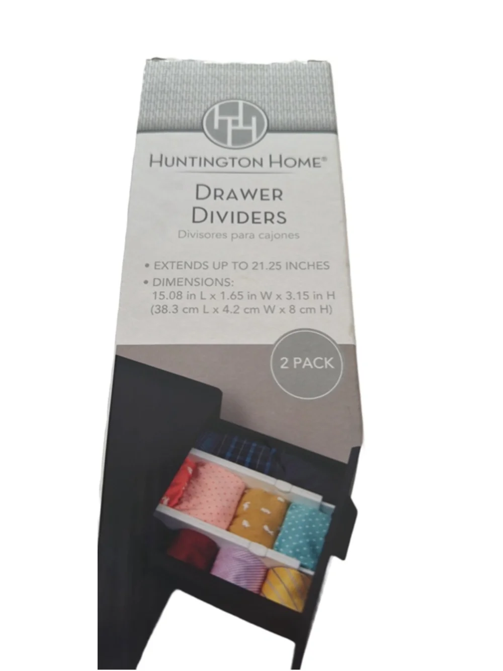 Huntington Home Drawer Dividers One Size White 2 pack